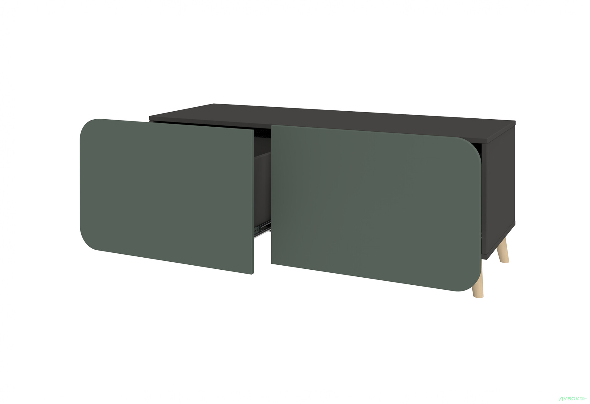 Тумба під ТВ Київський стандарт Руна 2-дверна 126 см антрацит / лагуна софт - Зображення 2 Зображення 2 - Тумба під ТВ Київський стандарт Руна 2-дверна 126 см антрацит / лагуна софт
