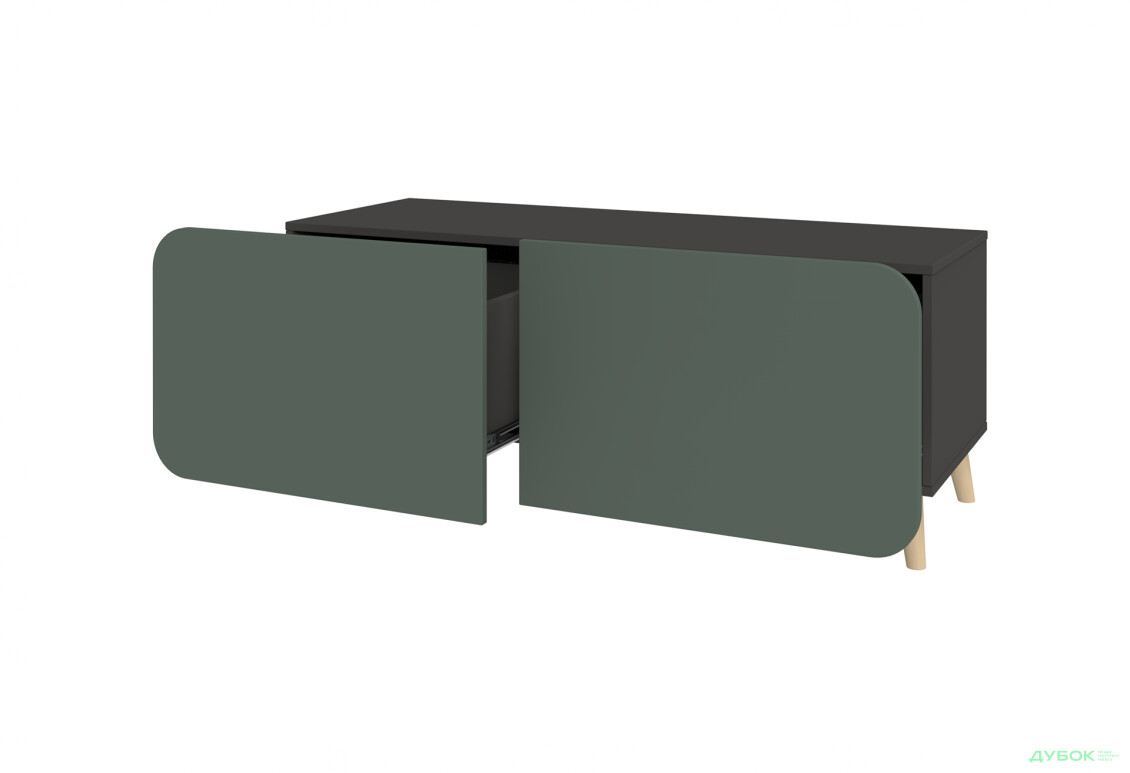 Тумба під ТВ Київський стандарт Руна 2-дверна 126 см антрацит / лагуна софт - Зображення 2 Зображення 2 - Тумба під ТВ Київський стандарт Руна 2-дверна 126 см антрацит / лагуна софт