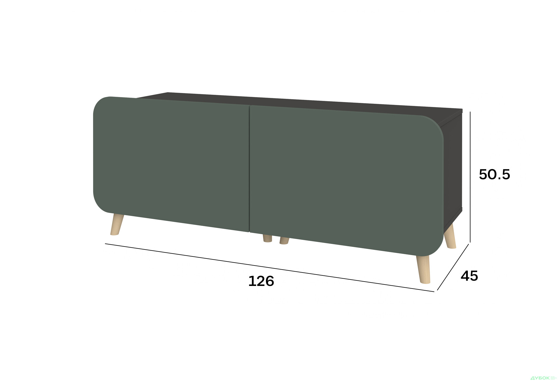 Тумба під ТВ Київський стандарт Руна 2-дверна 126 см антрацит / лагуна софт - Зображення 3 Зображення 3 - Тумба під ТВ Київський стандарт Руна 2-дверна 126 см антрацит / лагуна софт