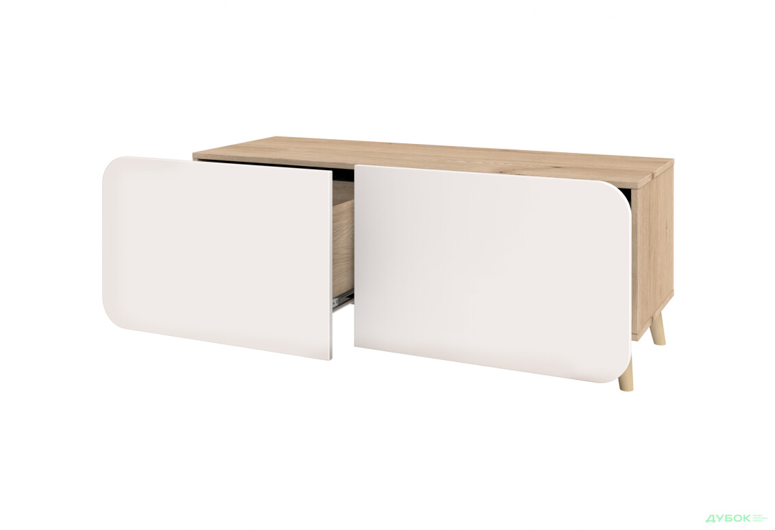 Тумба під ТВ Київський стандарт Руна 2-дверна 126 см дуб рая / білий софт - Зображення 2 Зображення 2 - Тумба під ТВ Київський стандарт Руна 2-дверна 126 см дуб рая / білий софт