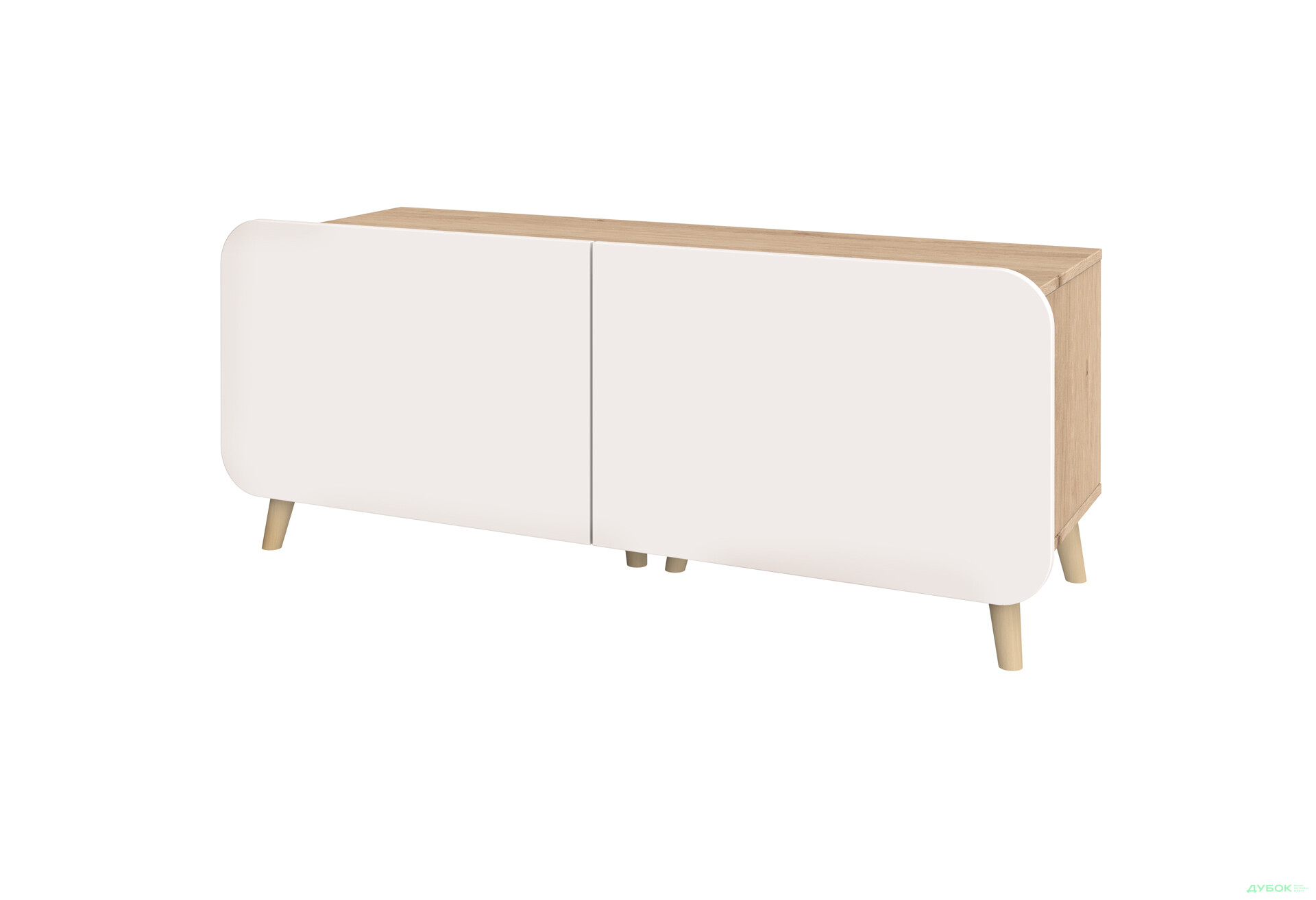 Тумба під ТВ Київський стандарт Руна 2-дверна 126 см дуб рая / білий софт - Зображення 1 Зображення 1 - Тумба під ТВ Київський стандарт Руна 2-дверна 126 см дуб рая / білий софт