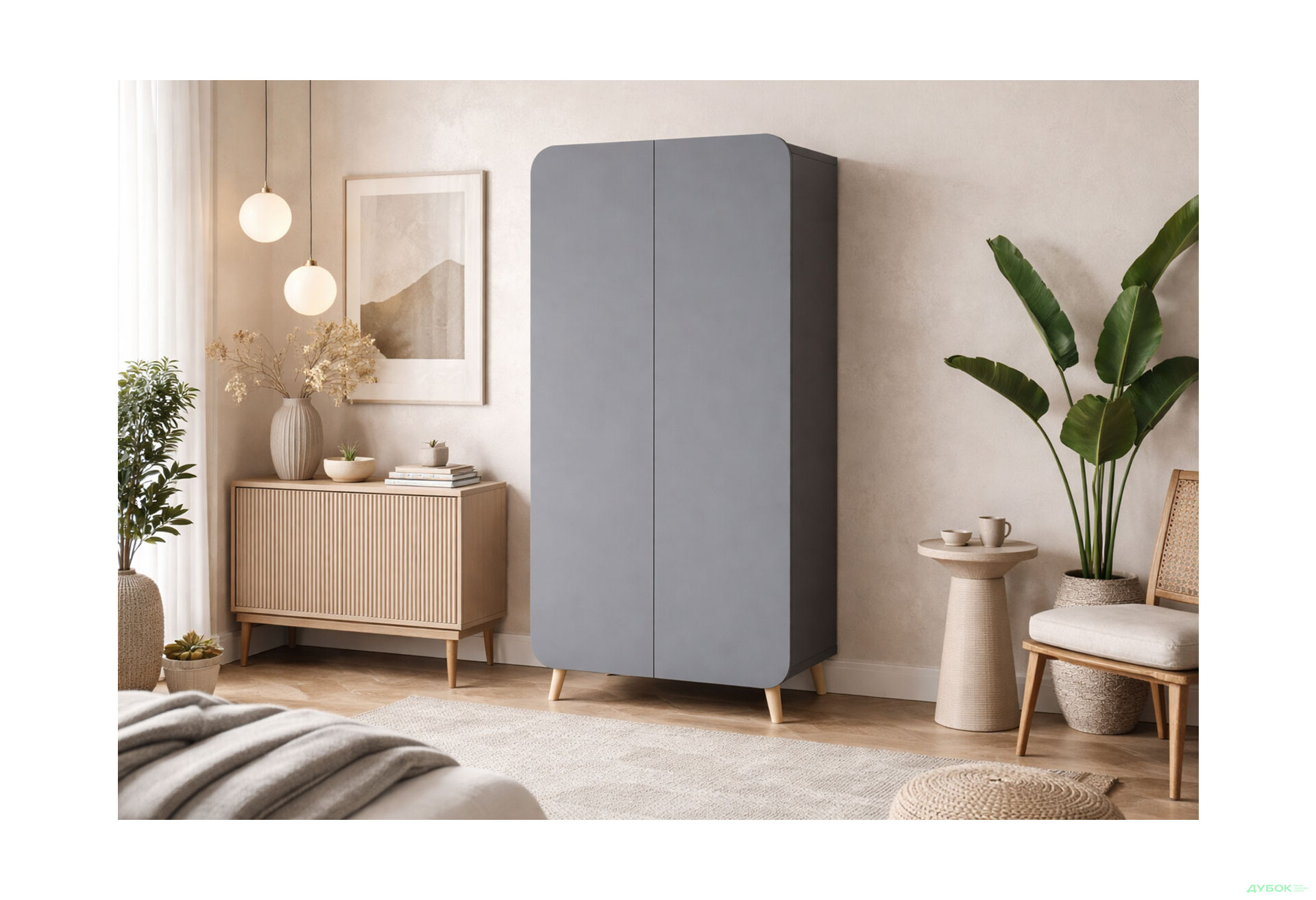 Изображение 2 - Шкаф Киевский стандарт Руна 2-дверный 90 см антрацит / серый софт