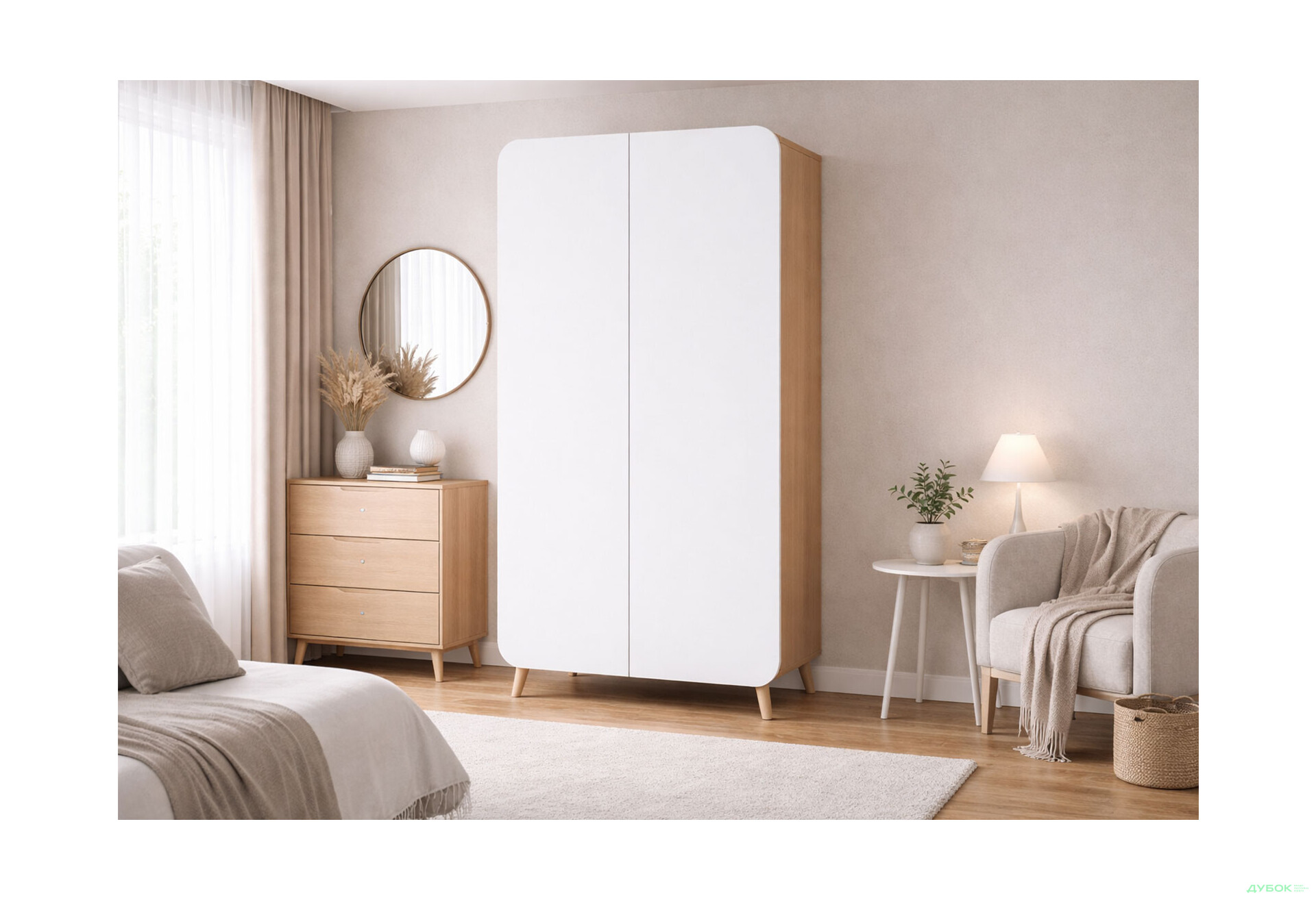 Зображення 2 - Шафа Київський стандарт Руна 2-дверна 90 см дуб рая / білий софт