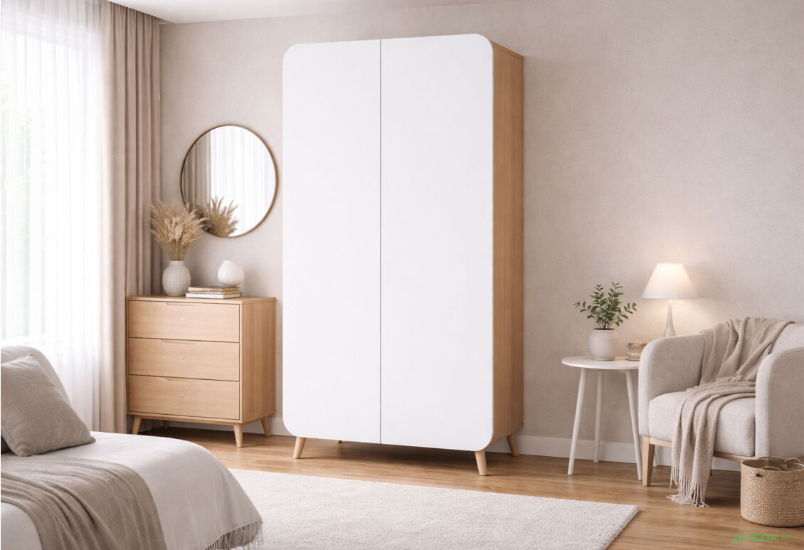 Зображення 2 - Шафа Київський стандарт Руна 2-дверна 90 см дуб рая / білий софт