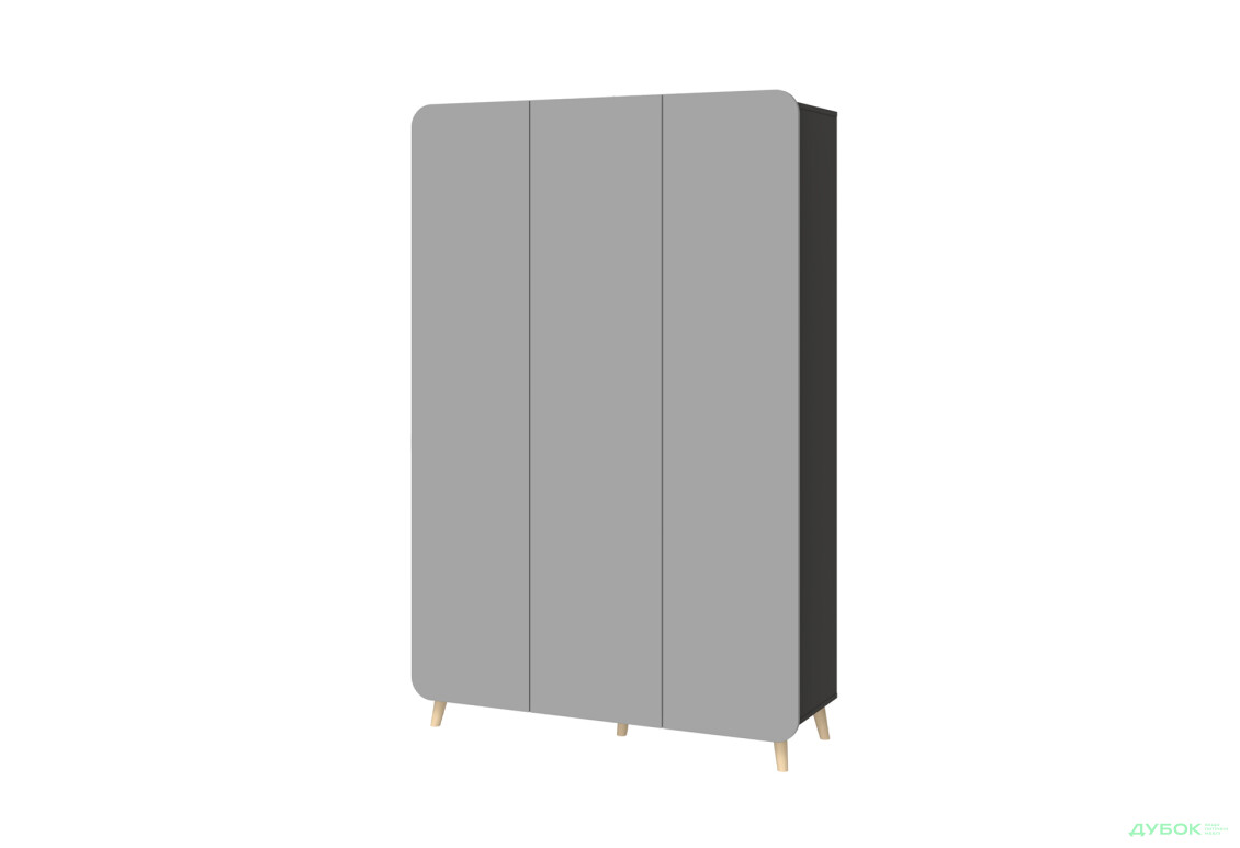 Шафа Київський стандарт Руна 3-дверна 126.5 см антрацит / сірий софт - Зображення 1 Зображення 1 - Шафа Київський стандарт Руна 3-дверна 126.5 см антрацит / сірий софт