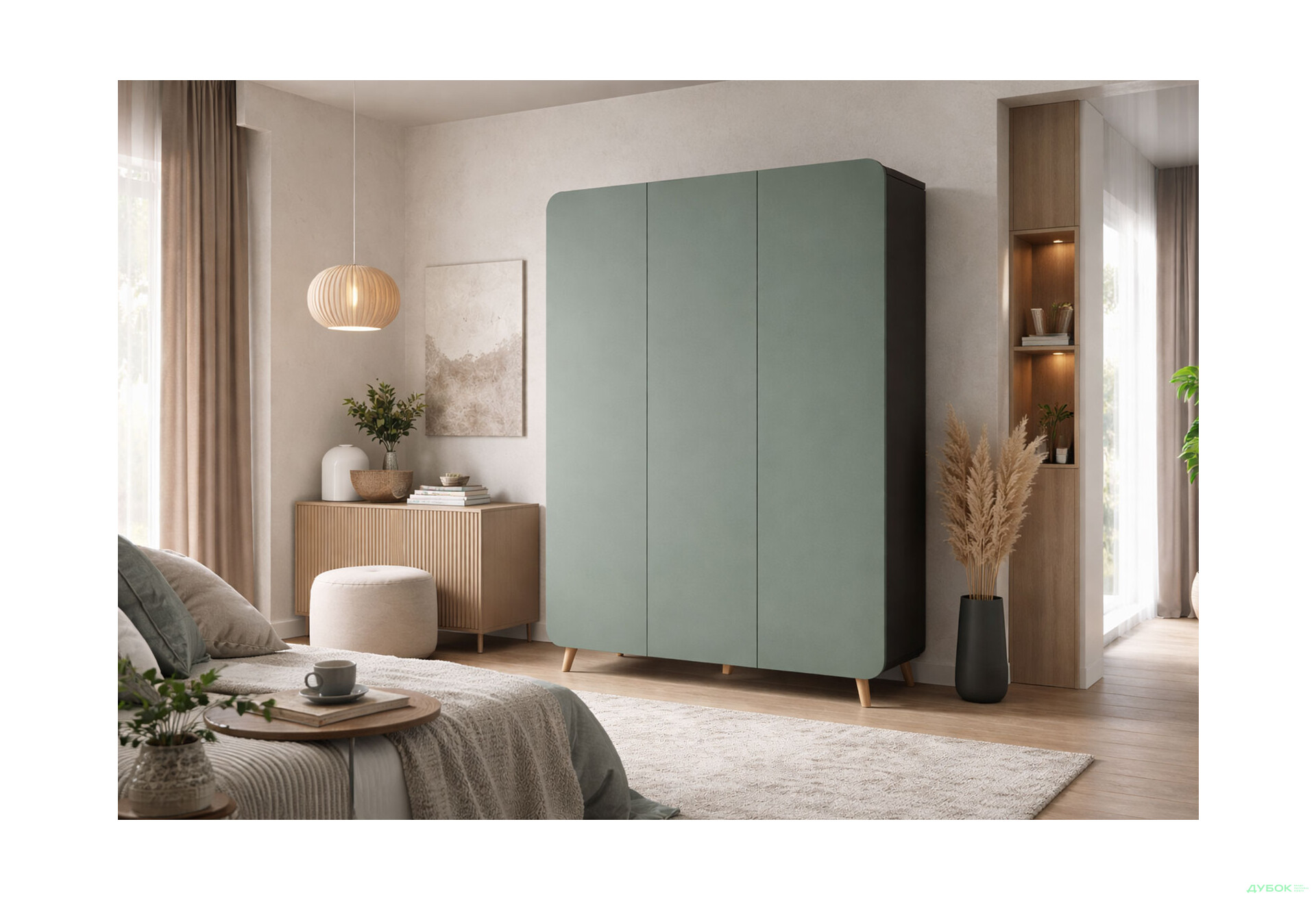 Зображення 2 - Шафа Київський стандарт Руна 3-дверна 126.5 см антрацит / лагуна софт