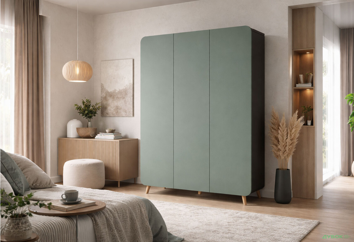 Зображення 2 - Шафа Київський стандарт Руна 3-дверна 126.5 см антрацит / лагуна софт