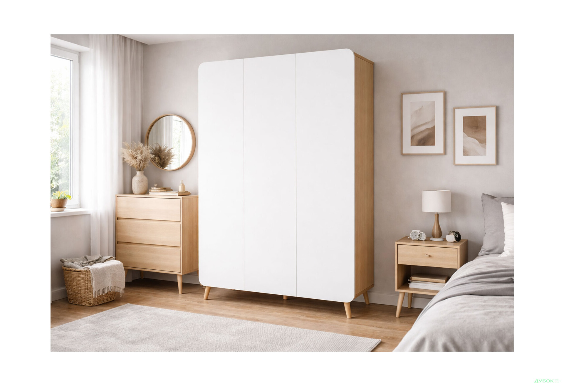 Изображение 2 - Шкаф Киевский стандарт Руна 3-дверный 126.5 см дуб рая / белый софт