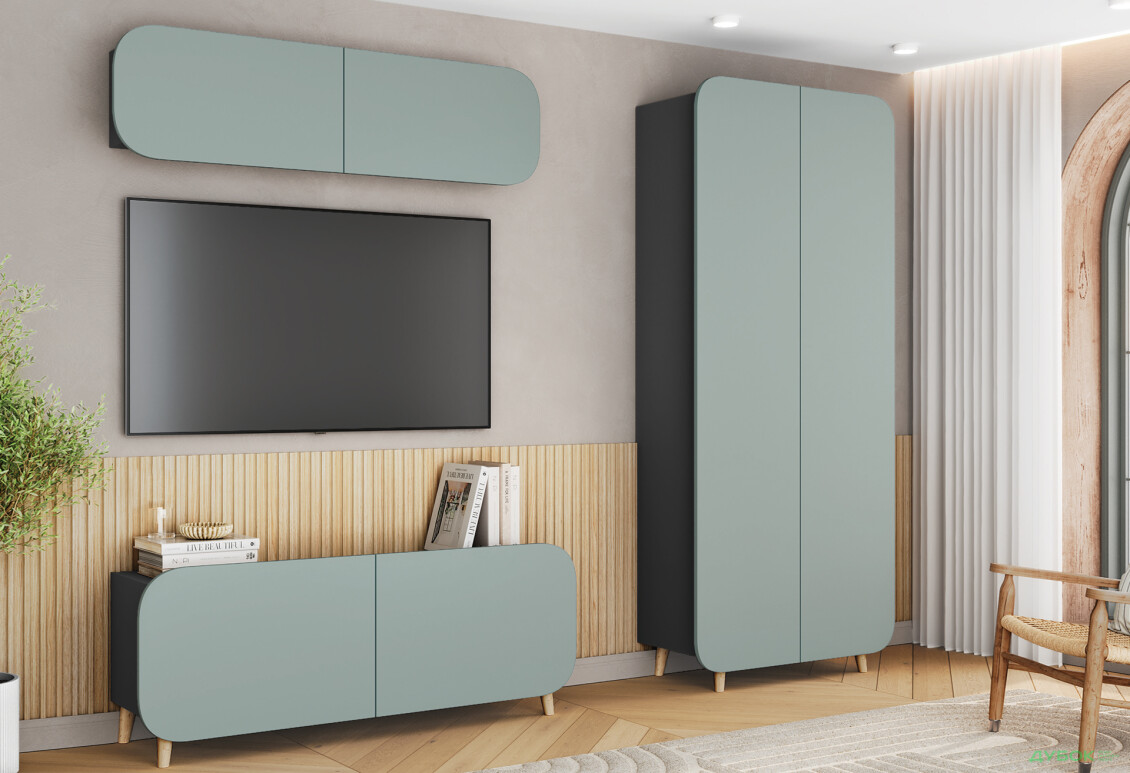 Комплект у вітальню Київський стандарт Руна антрацит / лагуна софт - Зображення 1 Зображення 1 - Комплект у вітальню Київський стандарт Руна антрацит / лагуна софт