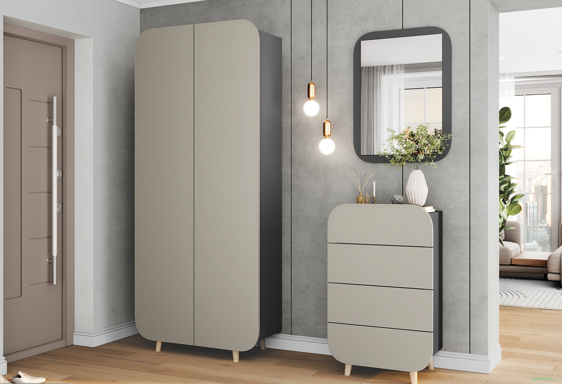 Комплект у передпокій Київський стандарт Руна антрацит / лагуна софт - Зображення 1 Зображення 1 - Комплект у передпокій Київський стандарт Руна антрацит / лагуна софт