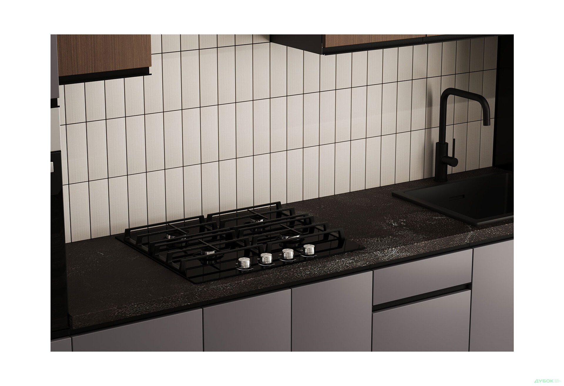 Кухня VIP-master Прайм Люкс / Лори Люкс 320 см, платиновый матовый / орех браун V - Изображение 3 Изображение 3 - Кухня VIP-master Прайм Люкс / Лори Люкс 320 см, платиновый матовый / орех браун V