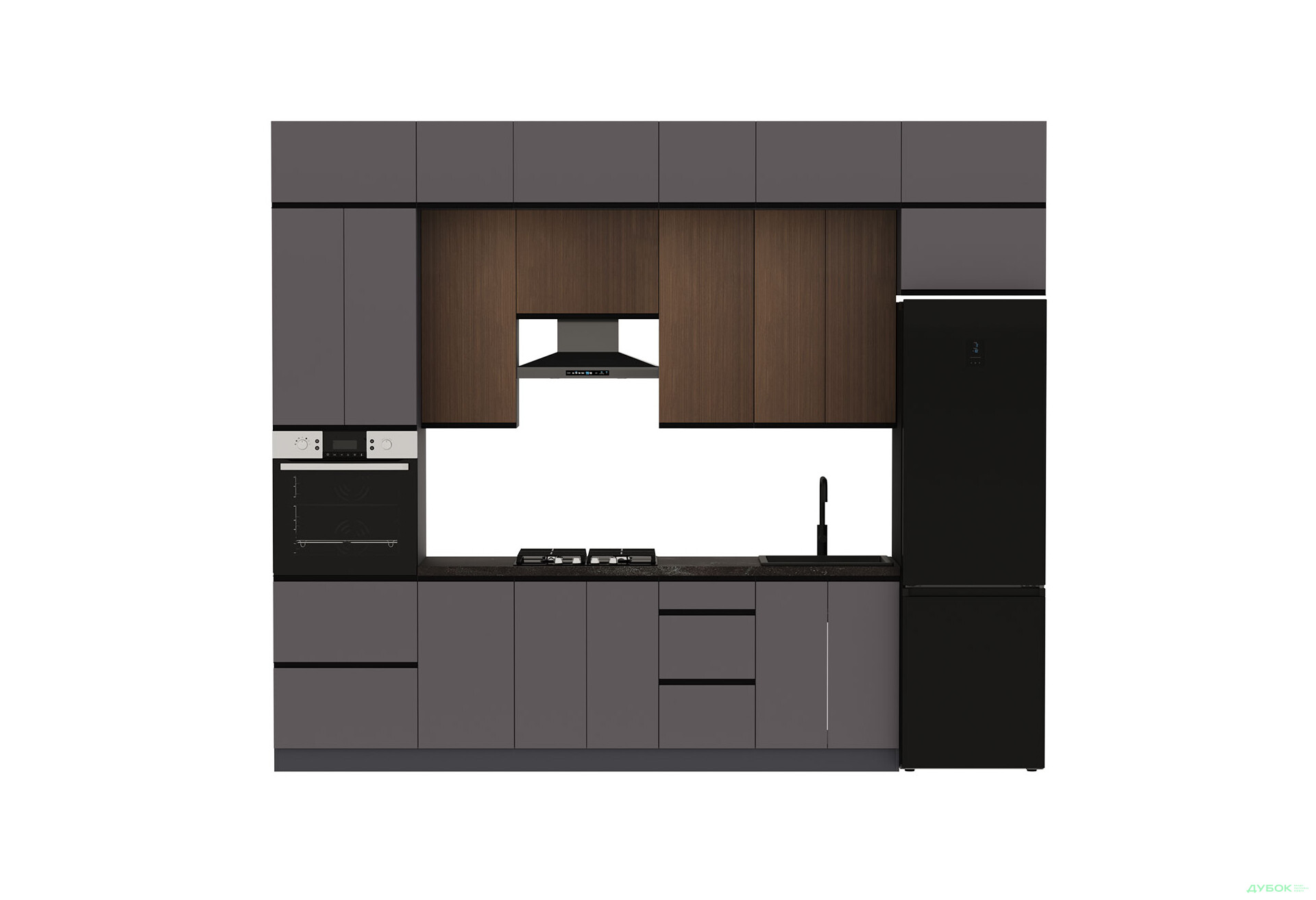 Кухня VIP-master Прайм Люкс / Лори Люкс 320 см, платиновый матовый / орех браун V - Изображение 5 Изображение 5 - Кухня VIP-master Прайм Люкс / Лори Люкс 320 см, платиновый матовый / орех браун V