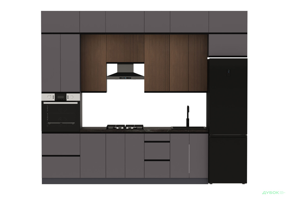 Кухня VIP-master Прайм Люкс / Лори Люкс 320 см, платиновый матовый / орех браун V - Изображение 5 Изображение 5 - Кухня VIP-master Прайм Люкс / Лори Люкс 320 см, платиновый матовый / орех браун V