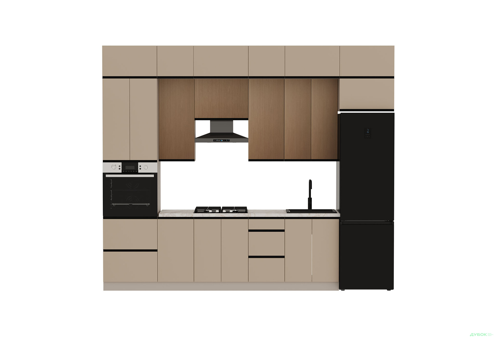 Кухня VIP-master Прайм Люкс / Лори Люкс 320 см, бежевый матовый / дуб элегант V - Изображение 4 Изображение 4 - Кухня VIP-master Прайм Люкс / Лори Люкс 320 см, бежевый матовый / дуб элегант V