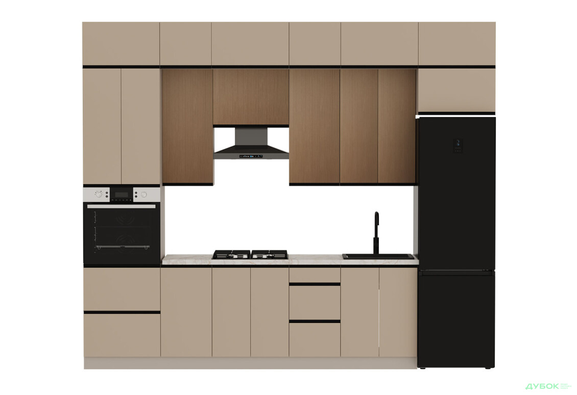 Кухня VIP-master Прайм Люкс / Лори Люкс 320 см, бежевый матовый / дуб элегант V - Изображение 4 Изображение 4 - Кухня VIP-master Прайм Люкс / Лори Люкс 320 см, бежевый матовый / дуб элегант V