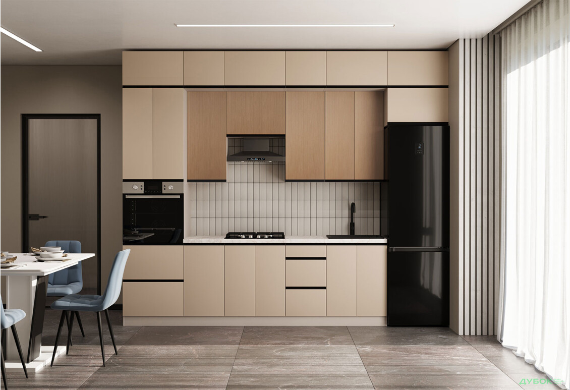 Кухня VIP-master Прайм Люкс / Лори Люкс 320 см, бежевый матовый / дуб элегант V - Изображение 1 Изображение 1 - Кухня VIP-master Прайм Люкс / Лори Люкс 320 см, бежевый матовый / дуб элегант V