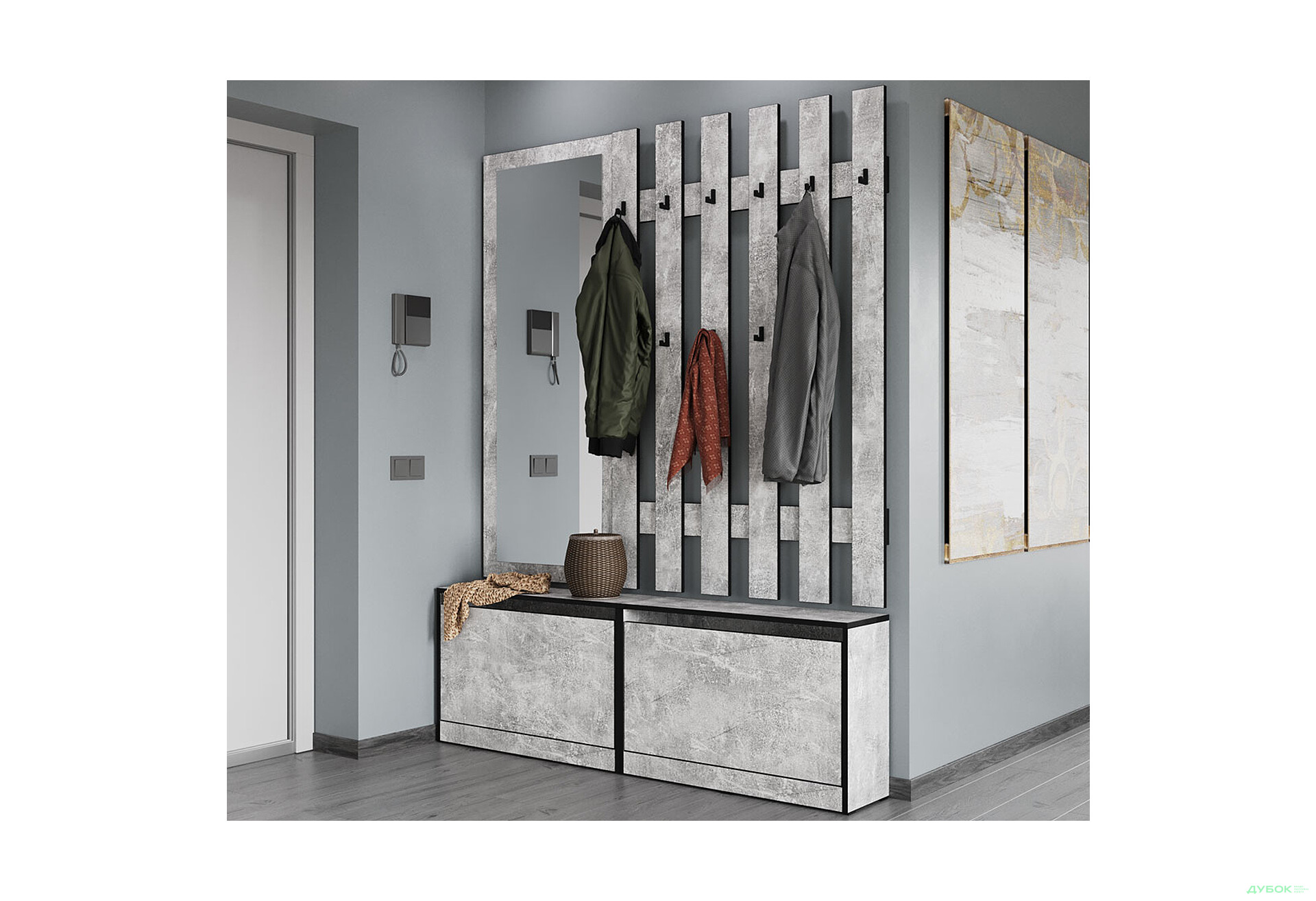 Тумба для обуви Moreli KO-3006 Корнелия бетон - Изображение 2 Изображение 2 - Тумба для обуви Moreli KO-3006 Корнелия бетон