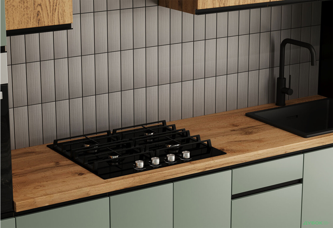 Кухня VIP-master Прайм Люкс / Лори Люкс 320 см, зеленый матовый / дуб старый V - Изображение 3 Изображение 3 - Кухня VIP-master Прайм Люкс / Лори Люкс 320 см, зеленый матовый / дуб старый V