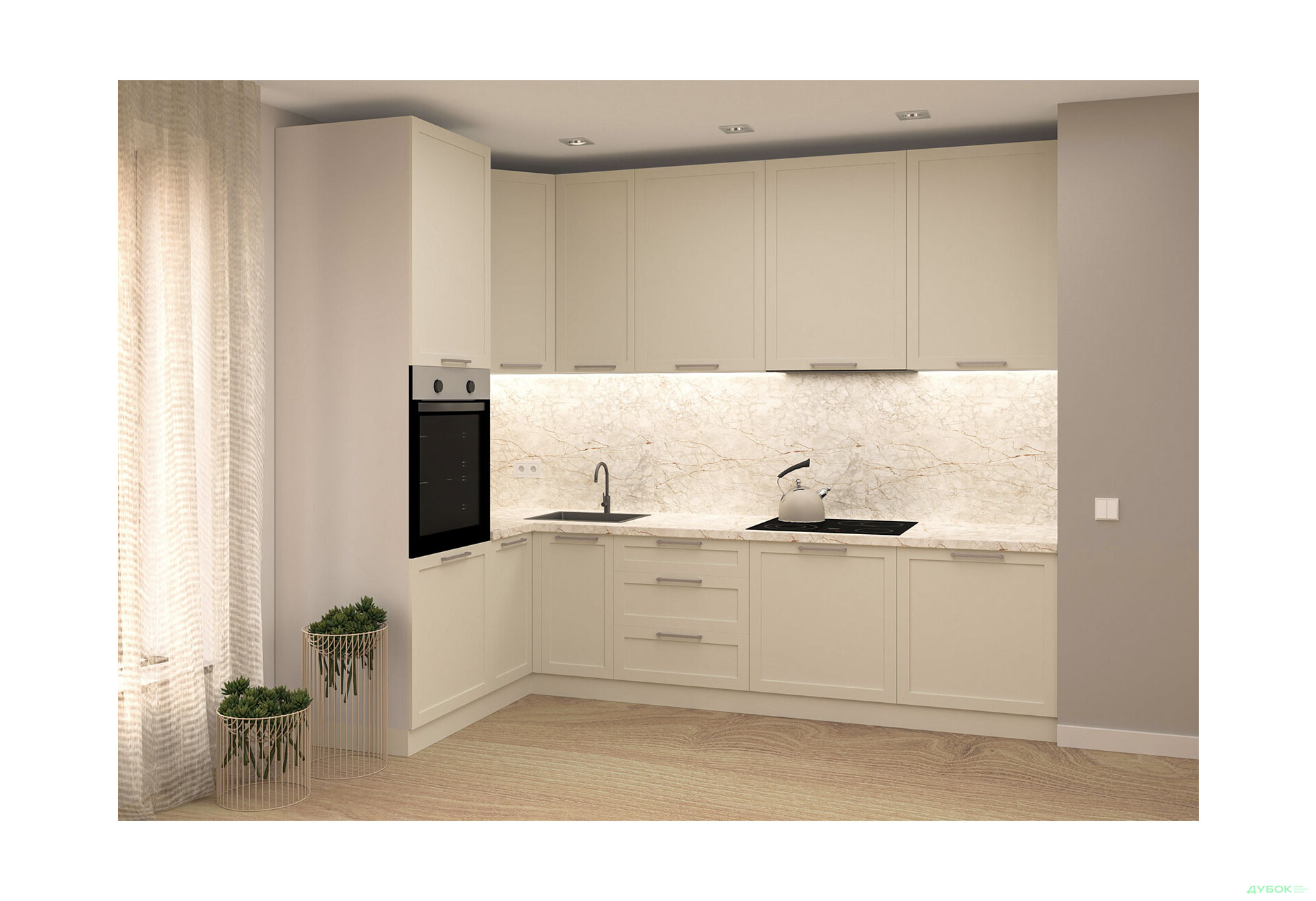 Кухня МироМарк Винтаж / Vintage 280х160 см полумат слоновая кость RAL 1013 - Изображение 1 Изображение 1 - Кухня МироМарк Винтаж / Vintage 280х160 см полумат слоновая кость RAL 1013