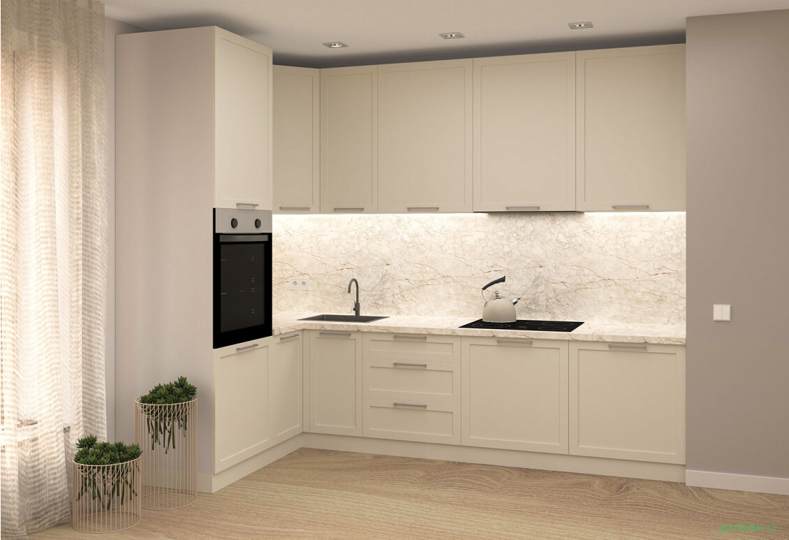 Кухня МироМарк Винтаж / Vintage 280х160 см полумат слоновая кость RAL 1013 - Изображение 1 Изображение 1 - Кухня МироМарк Винтаж / Vintage 280х160 см полумат слоновая кость RAL 1013