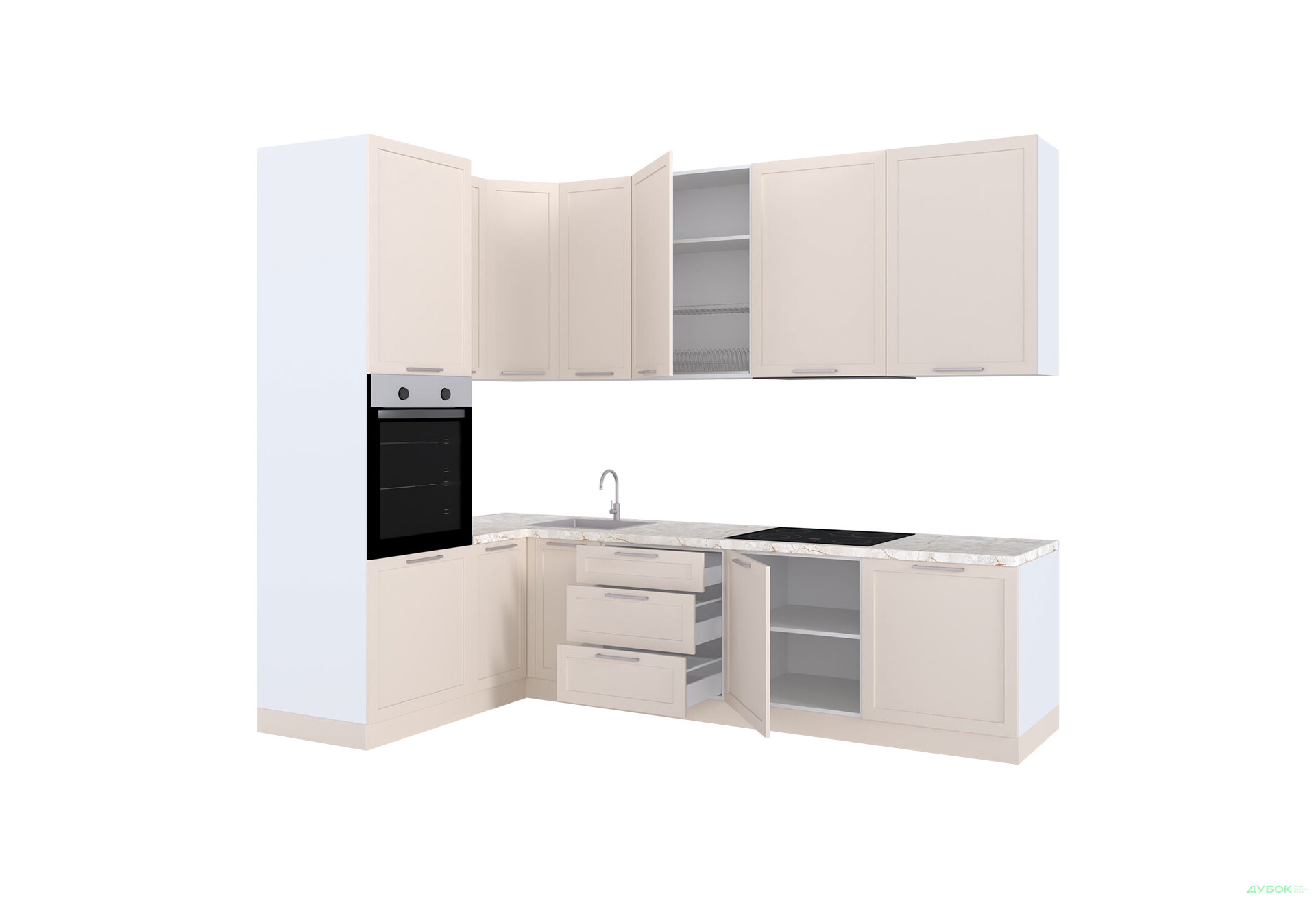 Кухня МироМарк Винтаж / Vintage 280х160 см полумат слоновая кость RAL 1013 - Изображение 5 Изображение 5 - Кухня МироМарк Винтаж / Vintage 280х160 см полумат слоновая кость RAL 1013