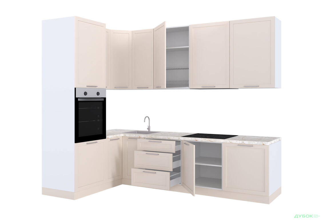 Кухня МироМарк Винтаж / Vintage 280х160 см полумат слоновая кость RAL 1013 - Изображение 5 Изображение 5 - Кухня МироМарк Винтаж / Vintage 280х160 см полумат слоновая кость RAL 1013