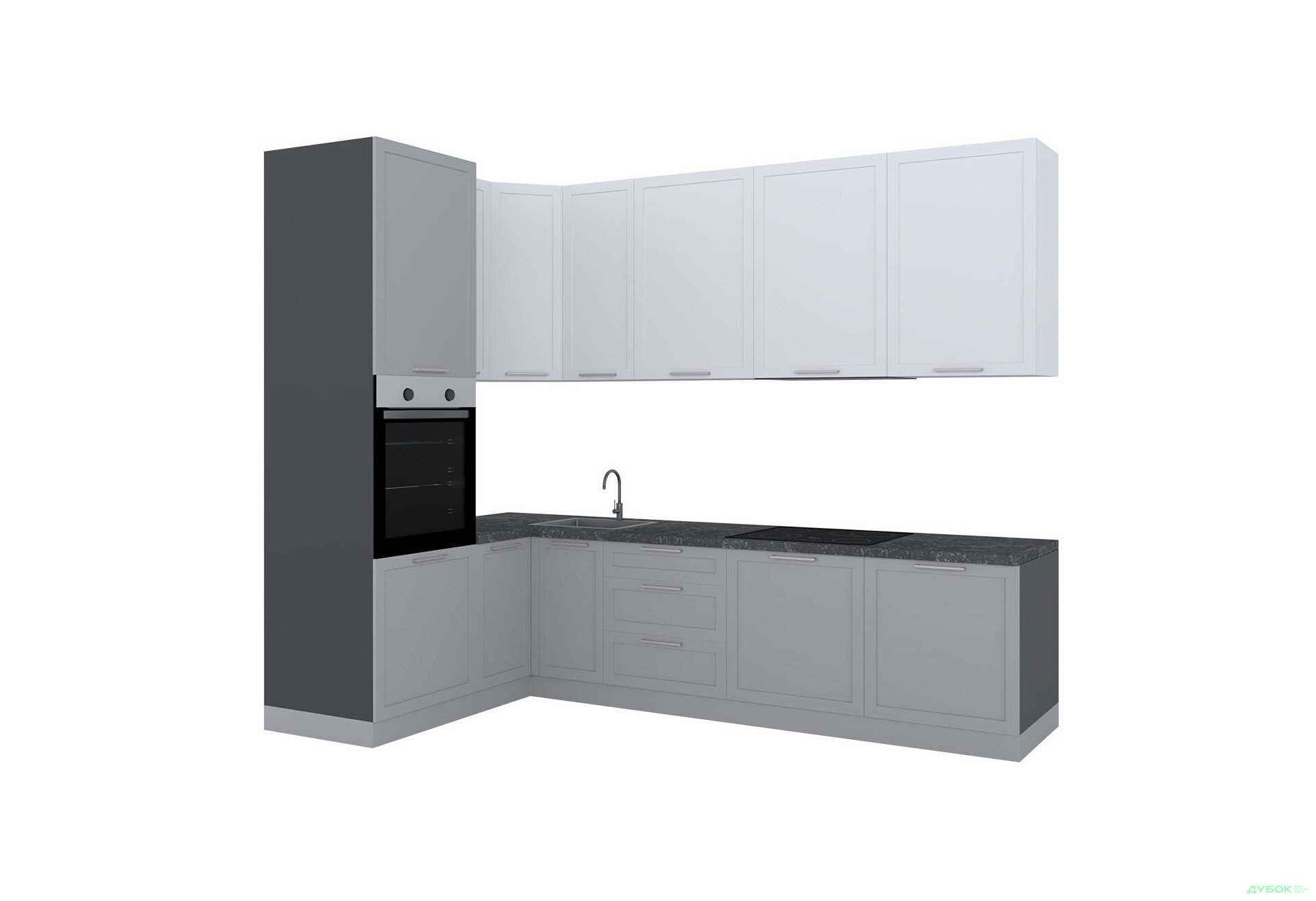 Кухня МироМарк Винтаж / Vintage 280х160 см полумат серый RAL 7036 / белый полумат RAL 9003 - Изображение 4 Изображение 4 - Кухня МироМарк Винтаж / Vintage 280х160 см полумат серый RAL 7036 / белый полумат RAL 9003