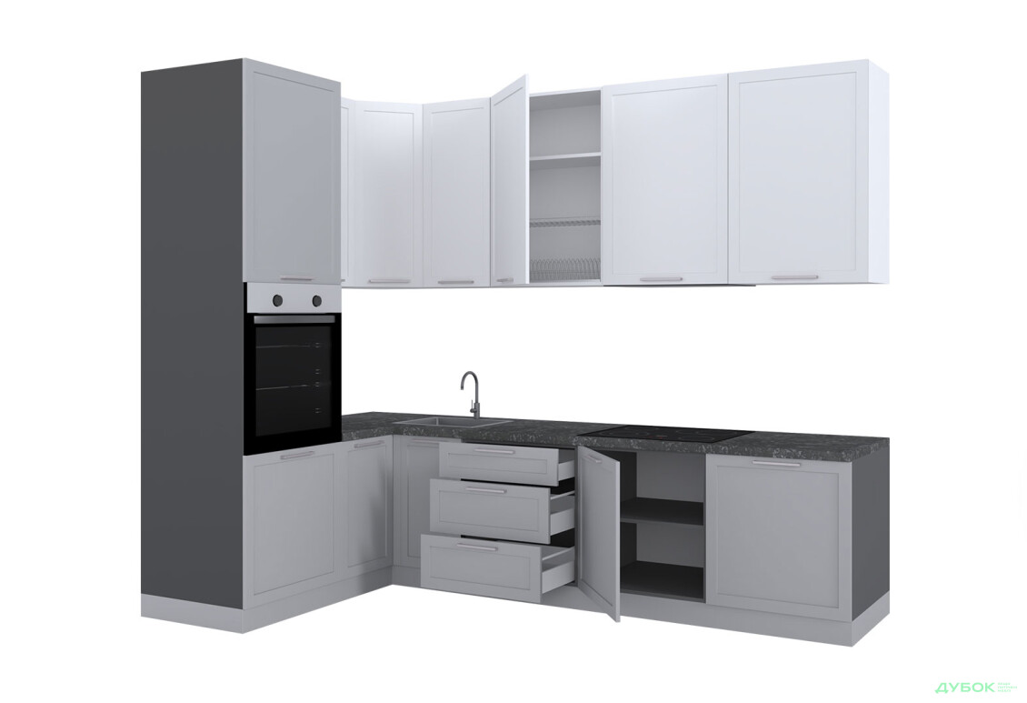 Кухня МироМарк Винтаж / Vintage 280х160 см полумат серый RAL 7036 / белый полумат RAL 9003 - Изображение 5 Изображение 5 - Кухня МироМарк Винтаж / Vintage 280х160 см полумат серый RAL 7036 / белый полумат RAL 9003