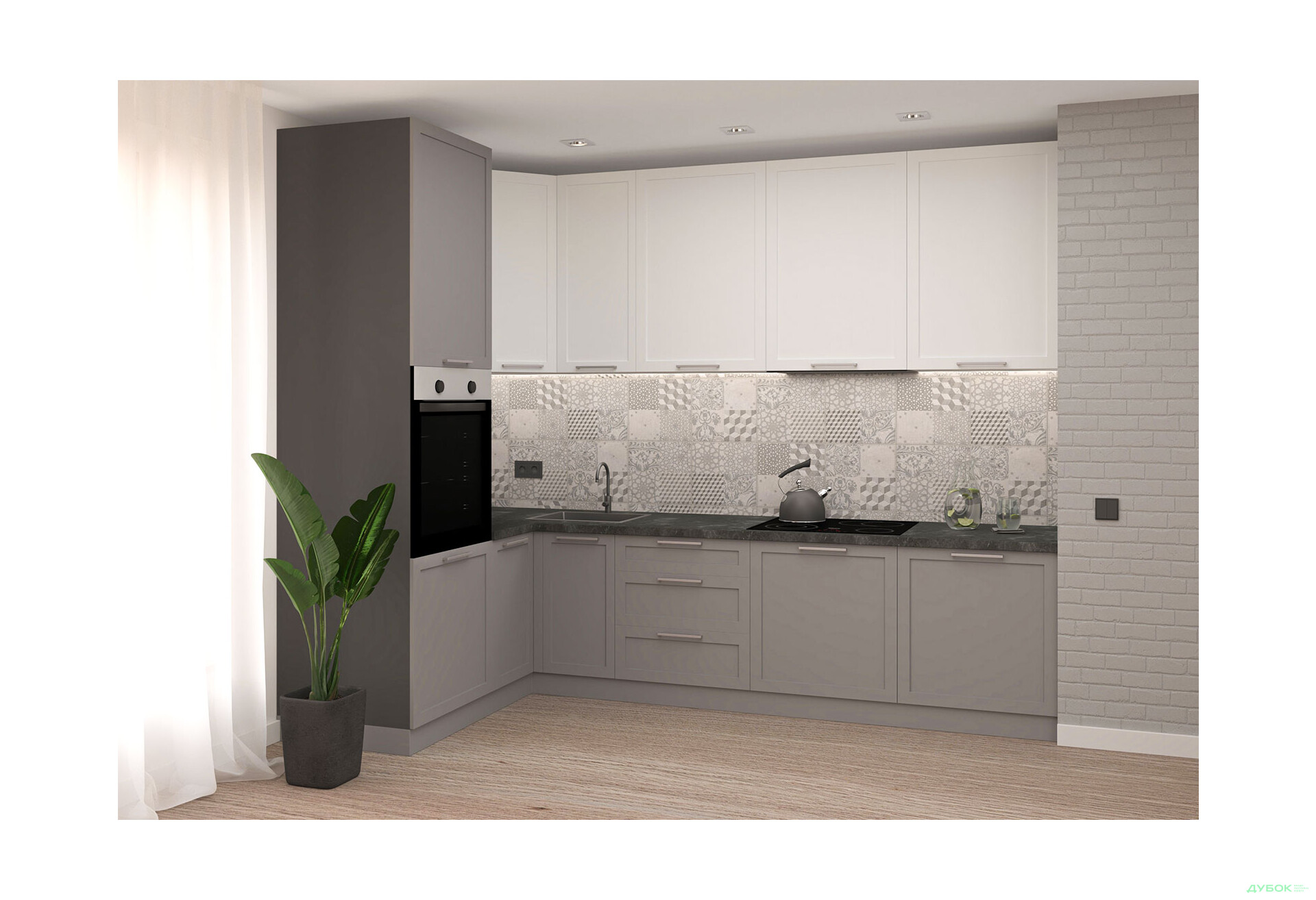 Кухня МироМарк Винтаж / Vintage 280х160 см полумат серый RAL 7036 / белый полумат RAL 9003 - Изображение 1 Изображение 1 - Кухня МироМарк Винтаж / Vintage 280х160 см полумат серый RAL 7036 / белый полумат RAL 9003