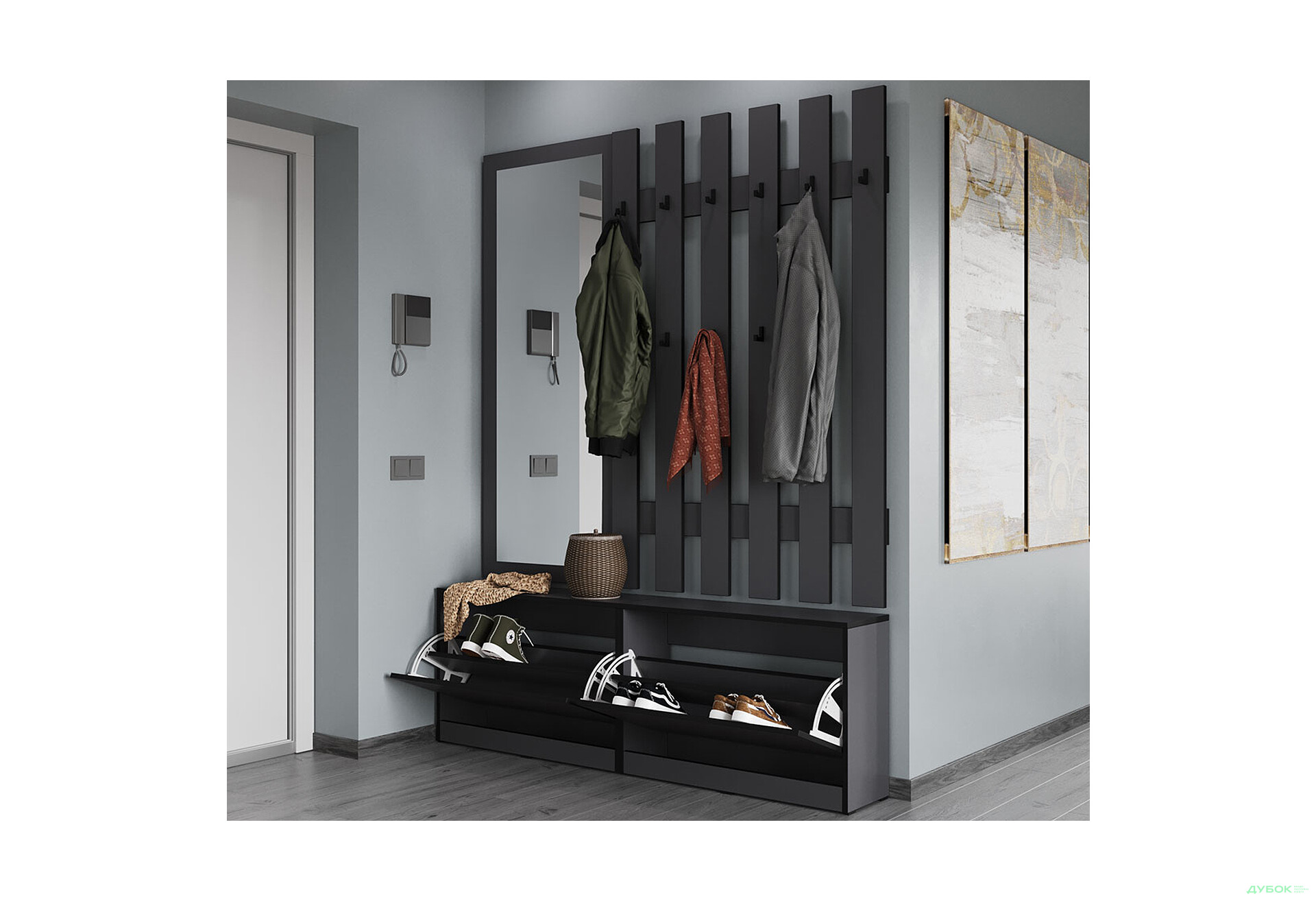 Передпокій Moreli Корнелія 1.6 м антрацит - Зображення 2 Зображення 2 - Передпокій Moreli Корнелія 1.6 м антрацит