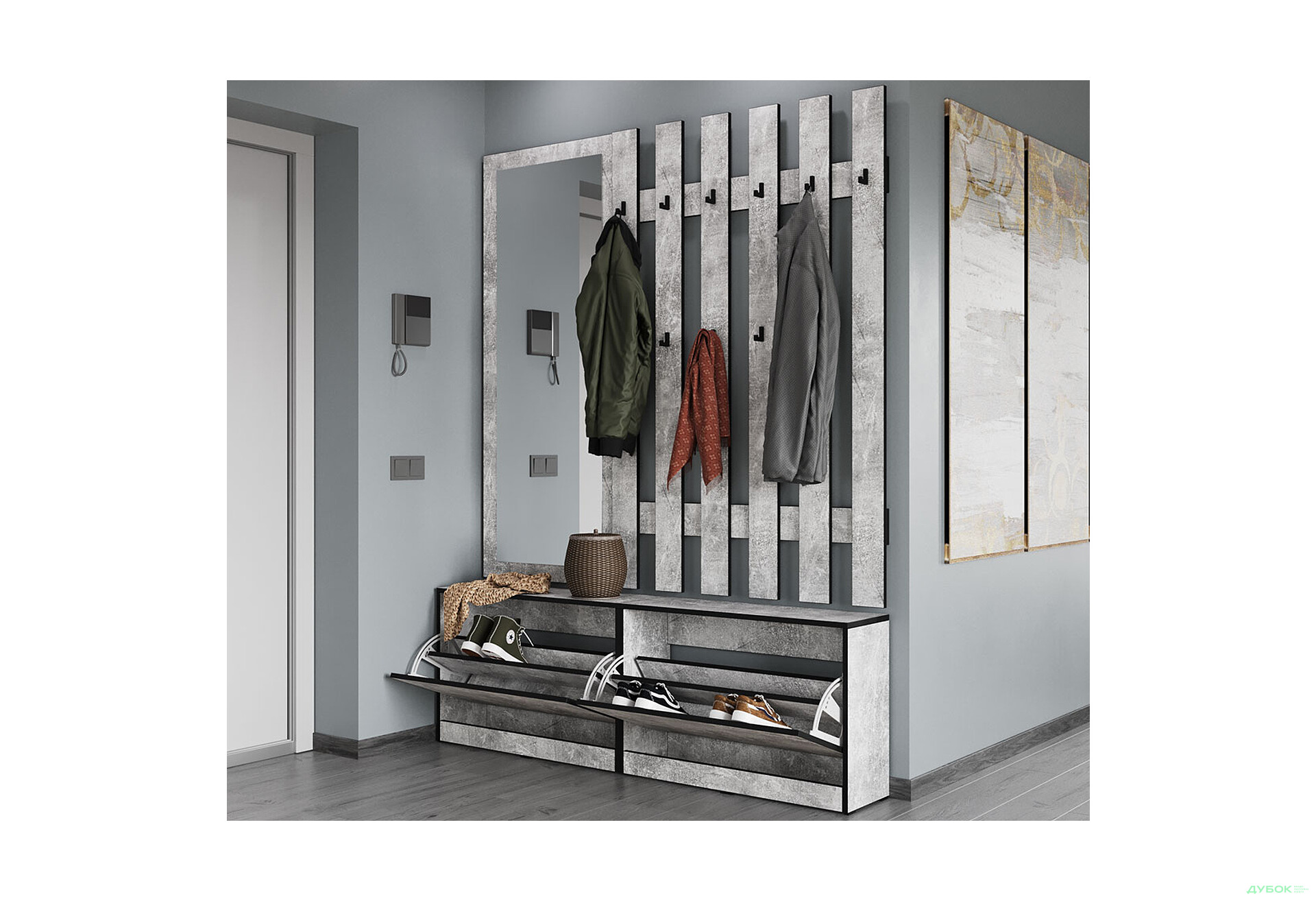 Передпокій Moreli Корнелія 1.6 м бетон - Зображення 2 Зображення 2 - Передпокій Moreli Корнелія 1.6 м бетон