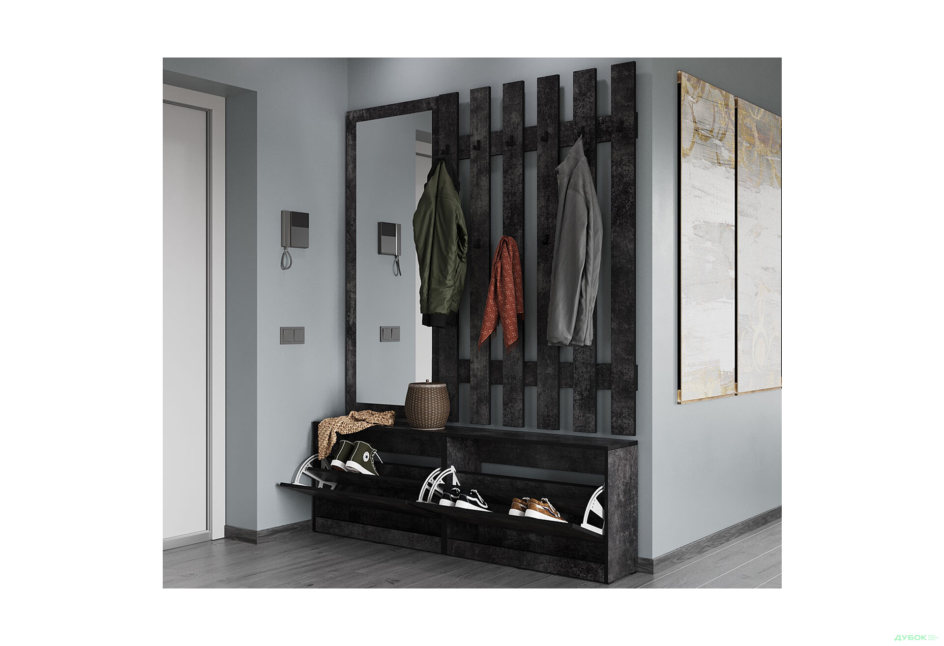 Передпокій Moreli Корнелія 1.6 м бетон темний - Зображення 2 Зображення 2 - Передпокій Moreli Корнелія 1.6 м бетон темний