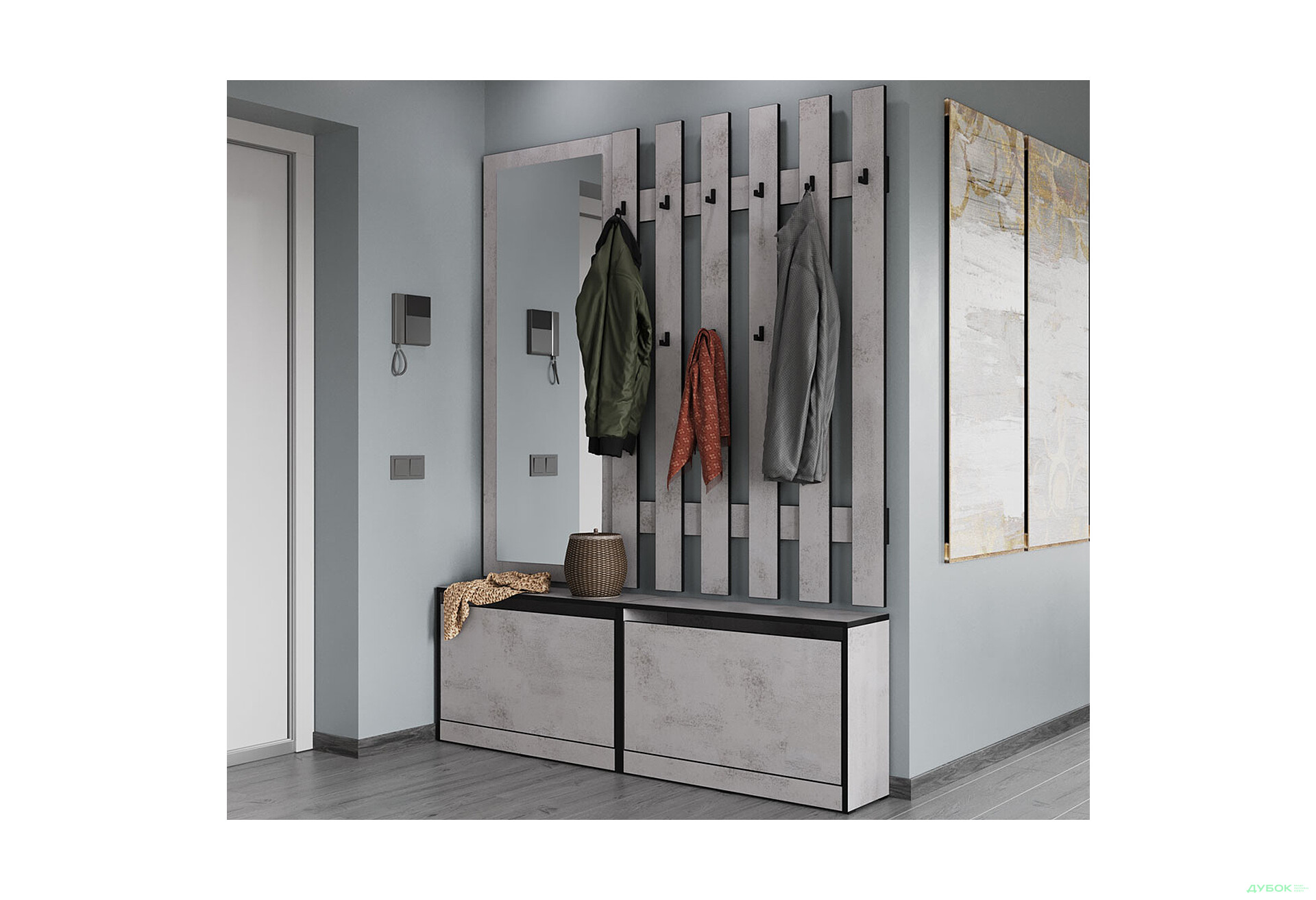 Передпокій Moreli Корнелія 1.6 м бетон тефра - Зображення 1 Зображення 1 - Передпокій Moreli Корнелія 1.6 м бетон тефра