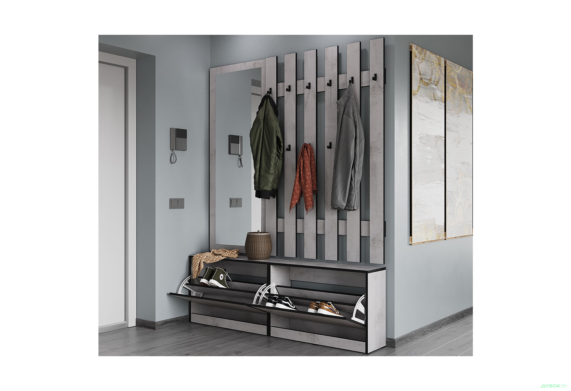 Передпокій Moreli Корнелія 1.6 м бетон тефра - Зображення 2 Зображення 2 - Передпокій Moreli Корнелія 1.6 м бетон тефра