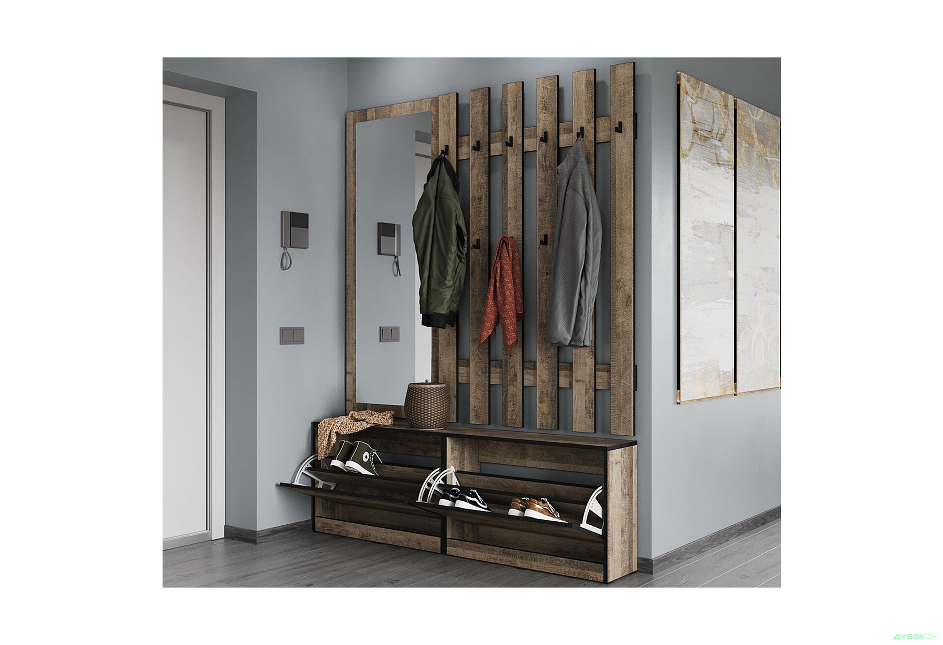 Передпокій Moreli Корнелія 1.6 м дуб гранж пісочний - Зображення 2 Зображення 2 - Передпокій Moreli Корнелія 1.6 м дуб гранж пісочний