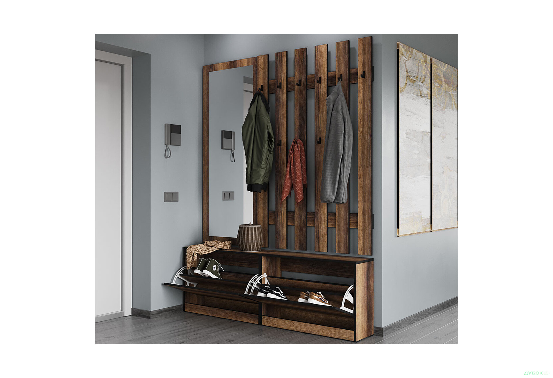 Передпокій Moreli Корнелія 1.6 м дуб кверкус - Зображення 2 Зображення 2 - Передпокій Moreli Корнелія 1.6 м дуб кверкус