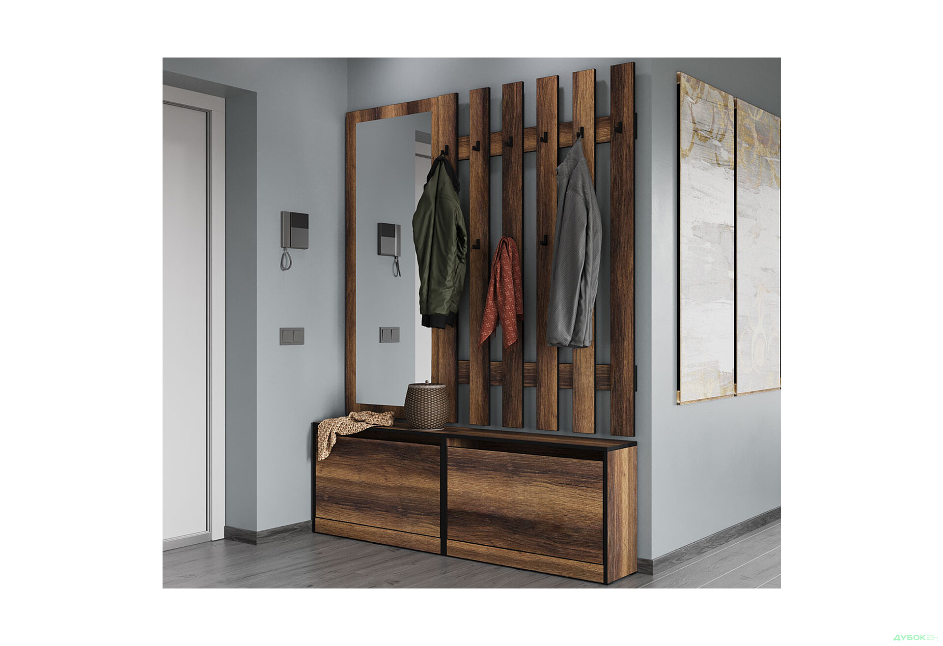 Передпокій Moreli Корнелія 1.6 м дуб кверкус - Зображення 1 Зображення 1 - Передпокій Moreli Корнелія 1.6 м дуб кверкус