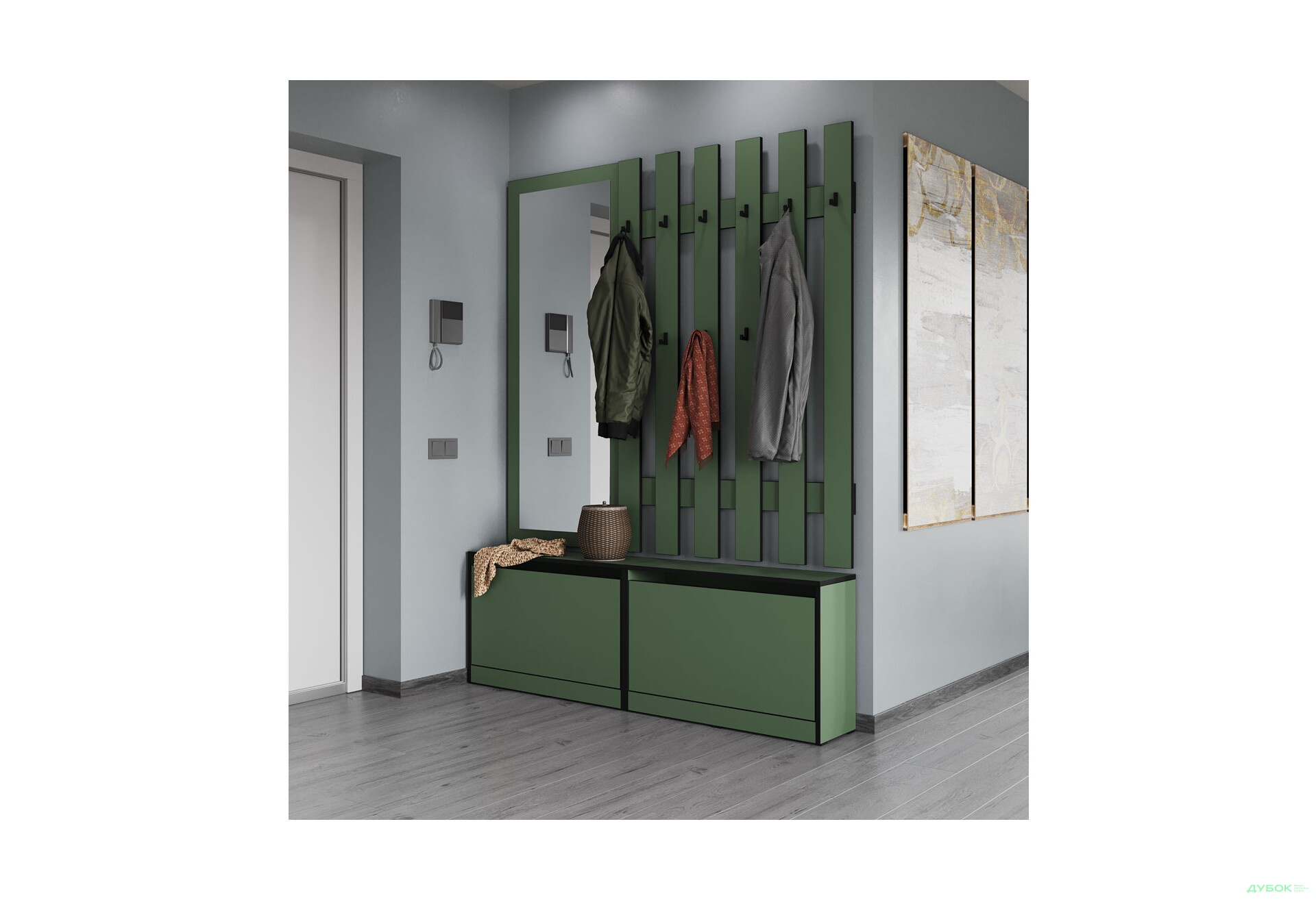 Передпокій Moreli Корнелія 1.6 м зелений димчастий - Зображення 2 Зображення 2 - Передпокій Moreli Корнелія 1.6 м зелений димчастий