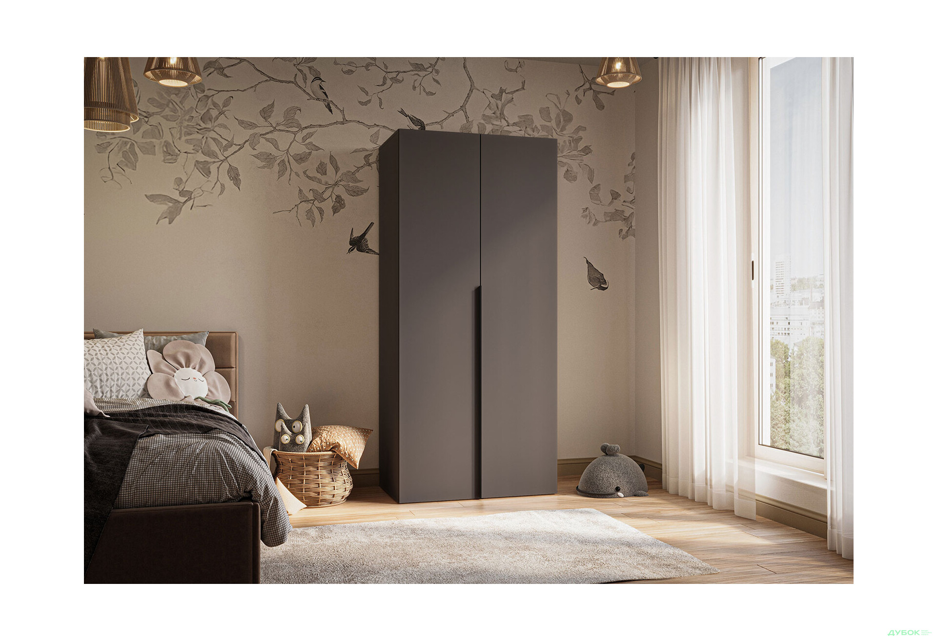 Зображення 2 - Шафа Garant Соло 2D_Sh з полицями 90 см, графіт