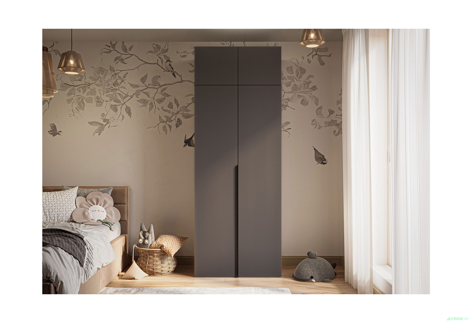 Зображення 6 - Шафа Garant Соло 2D_Sh з полицями 90 см, графіт