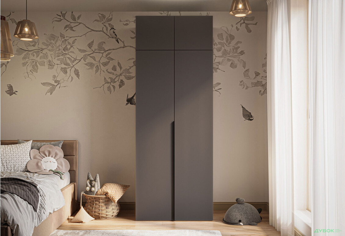 Зображення 6 - Шафа Garant Соло 2D_Sh з полицями 90 см, графіт