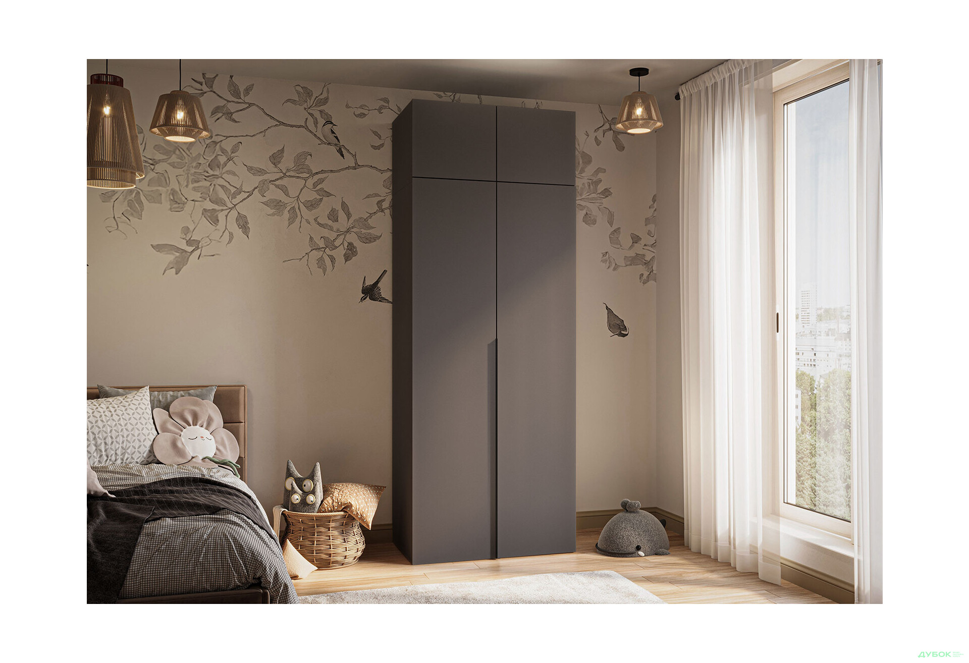 Зображення 4 - Шафа Garant Соло 2D_Sh з полицями 90 см, графіт