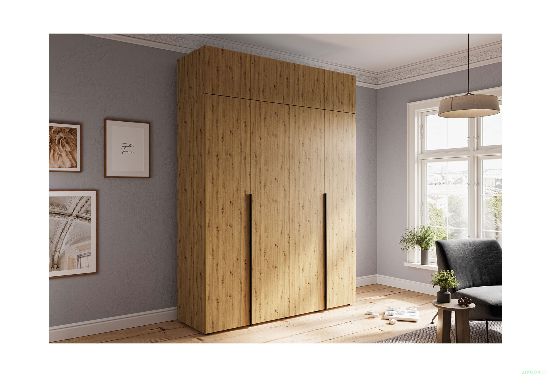 Изображение 2 - Шкаф Garant Соло 4D с полками і штангами побокам 176 см, дуб артизан