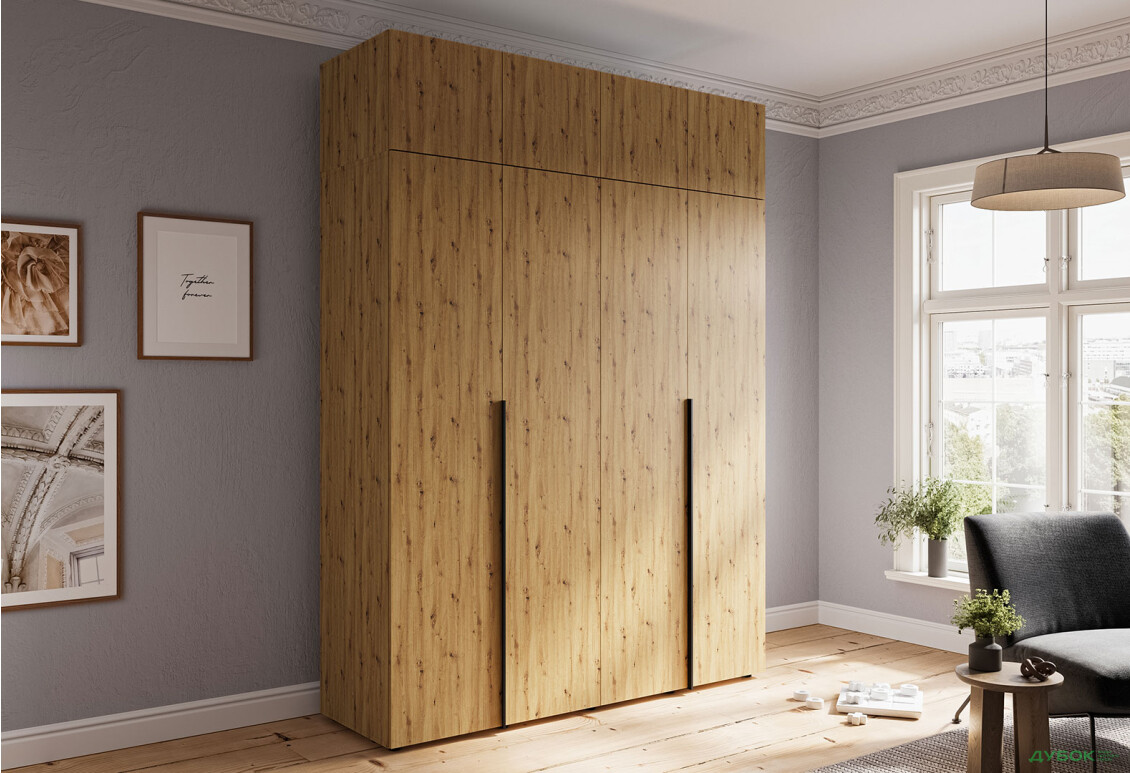 Изображение 2 - Шкаф Garant Соло 4D с полками і штангами побокам 176 см, дуб артизан