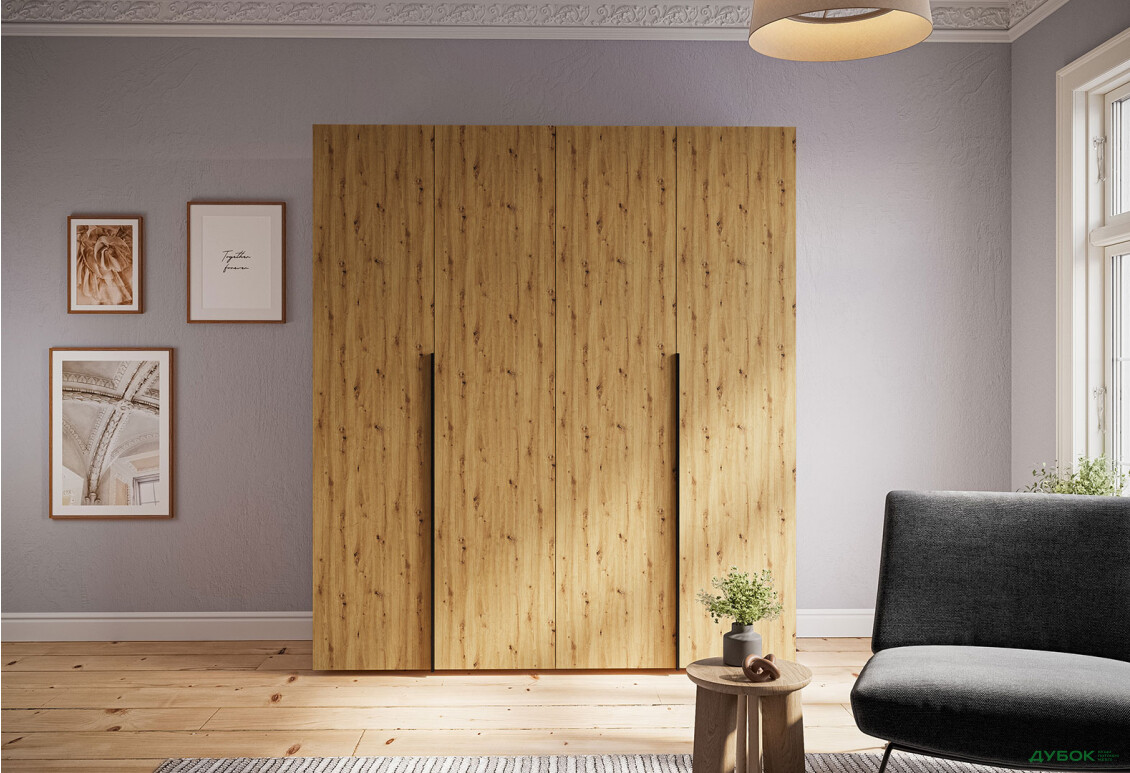 Изображение 3 - Шкаф Garant Соло 4D с полками і штангами побокам 176 см, дуб артизан