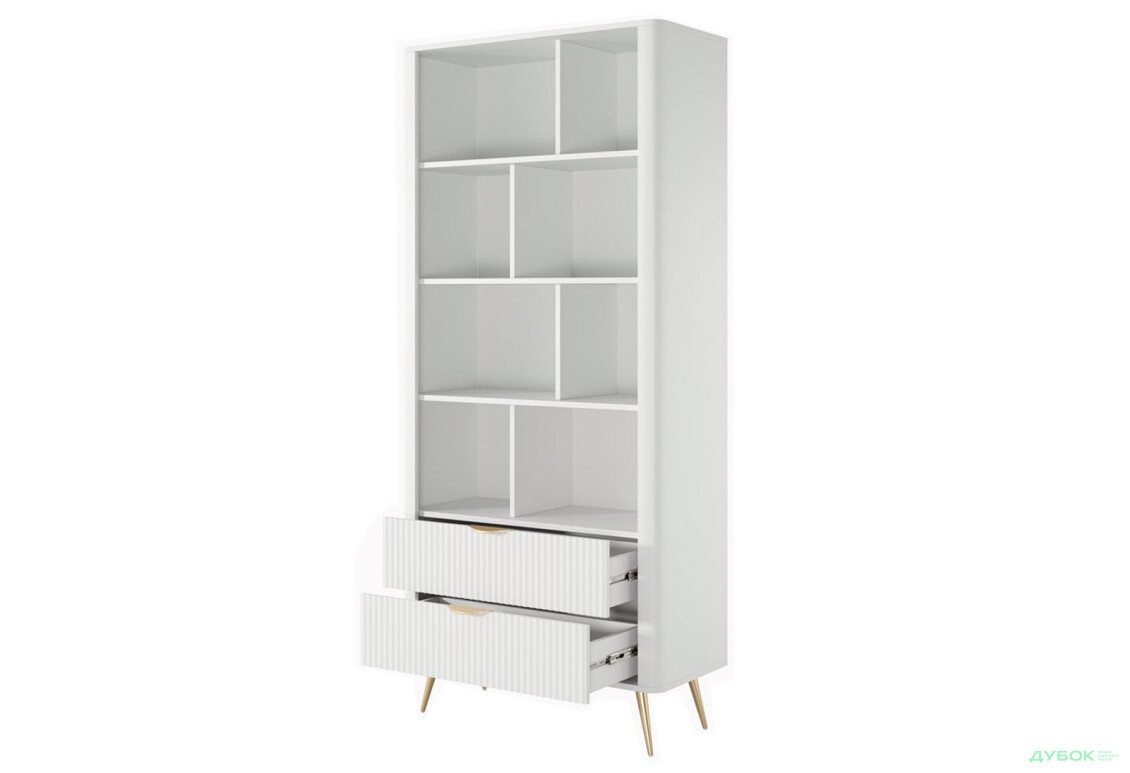 Изображение 2 - Шкаф-стеллаж открытый Perfect Home Ланте / Lante с 2 ящиками 88 см, белый, золотые ножки