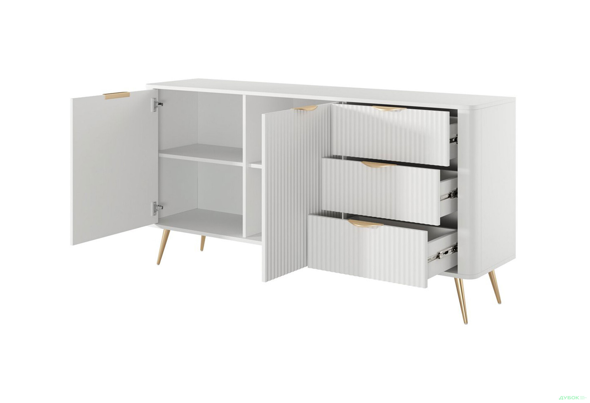 Изображение 2 - Комод Perfect Home Ланте / Lante 2-дверный с 3 ящиками 163 см, белый, золотые ножки