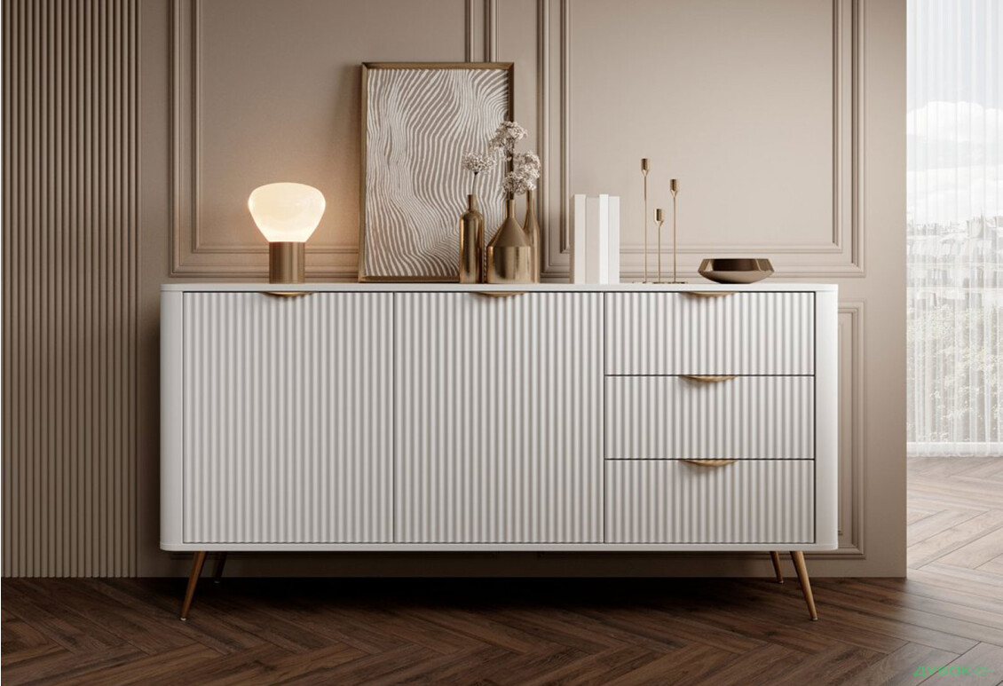 Изображение 3 - Комод Perfect Home Ланте / Lante 2-дверный с 3 ящиками 163 см, белый, золотые ножки