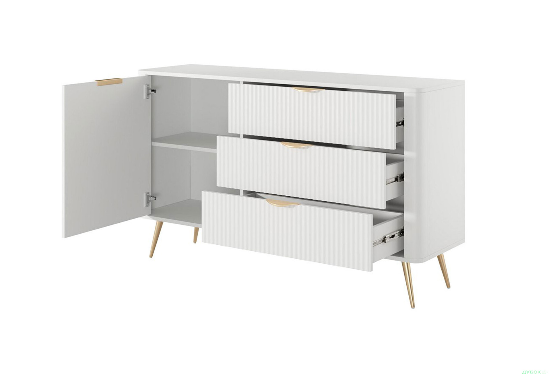 Изображение 2 - Комод Perfect Home Ланте / Lante 1-дверный с 3 ящиками 138 см, белый, золотые ножки