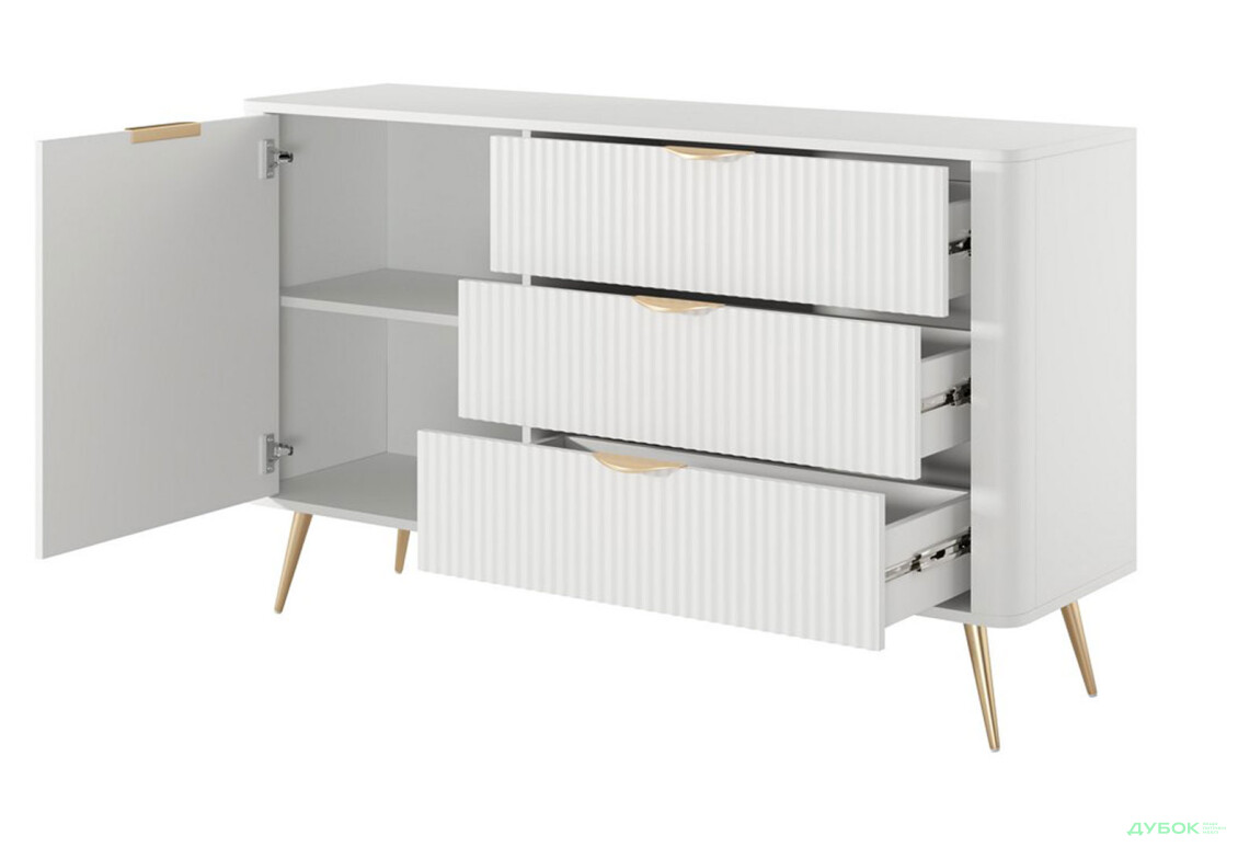 Изображение 2 - Комод Perfect Home Ланте / Lante 1-дверный с 3 ящиками 138 см, белый, золотые ножки